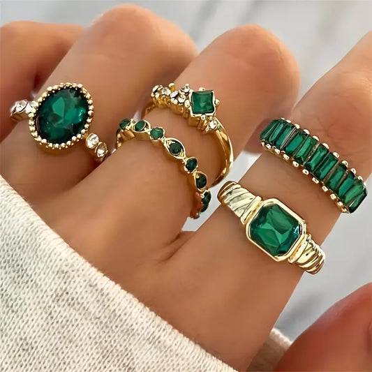 Συλλογή Δαχτυλιδιών Zarina Luxe Emerald | Χρυσό