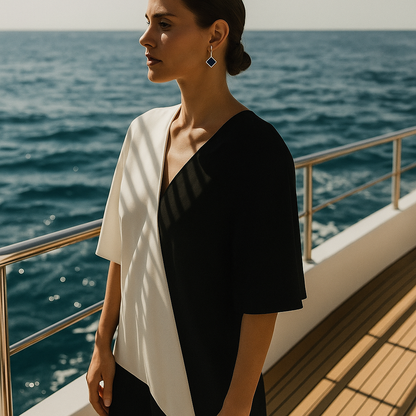 Κέτο | Σκουλαρίκια με ορθογώνιους μαύρους πολύτιμους λίθους