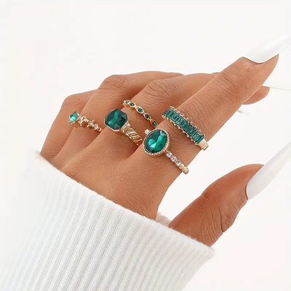Συλλογή Δαχτυλιδιών Zarina Luxe Emerald | Χρυσό