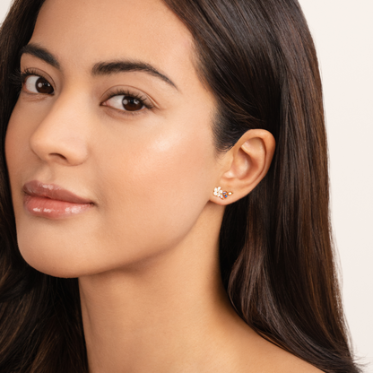 Κρυστάλλινα Λευκά Λουλούδια Σκουλαρίκια