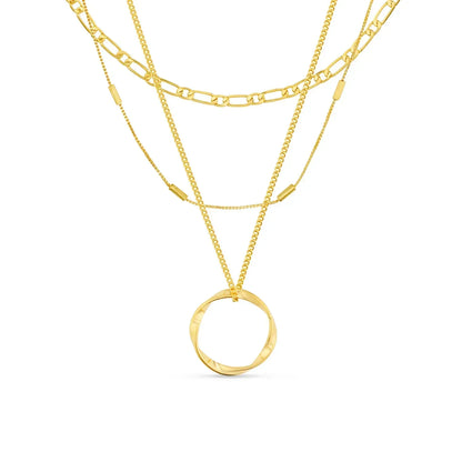 Ανοιχτός Κύκλος Τριών Σειρών Κολιέ | Λευκόχρυσος