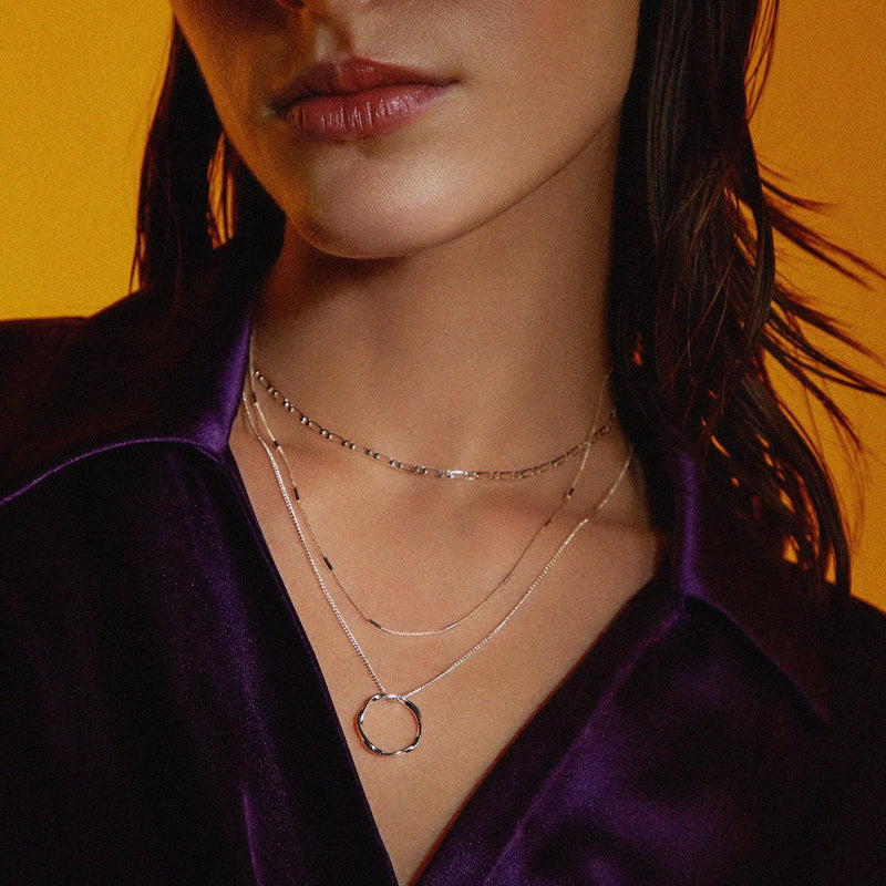 Ανοιχτός Κύκλος Τριών Σειρών Κολιέ | Λευκόχρυσος