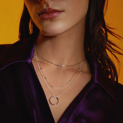 Ανοιχτός Κύκλος Τριών Σειρών Κολιέ | Λευκόχρυσος