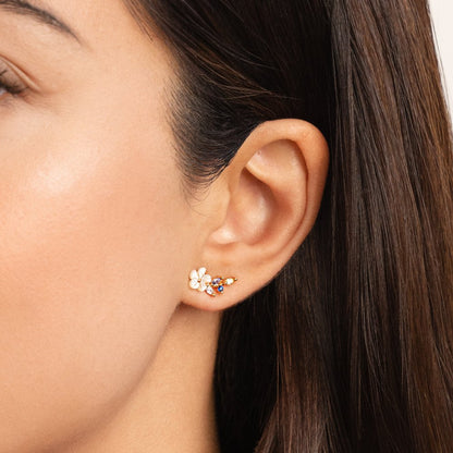 Κρυστάλλινα Λευκά Λουλούδια Σκουλαρίκια